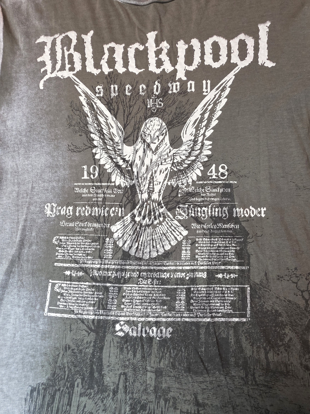 SALVAGE MENS XXL Vintage y2k t-shirt USA made blackpool speedway.